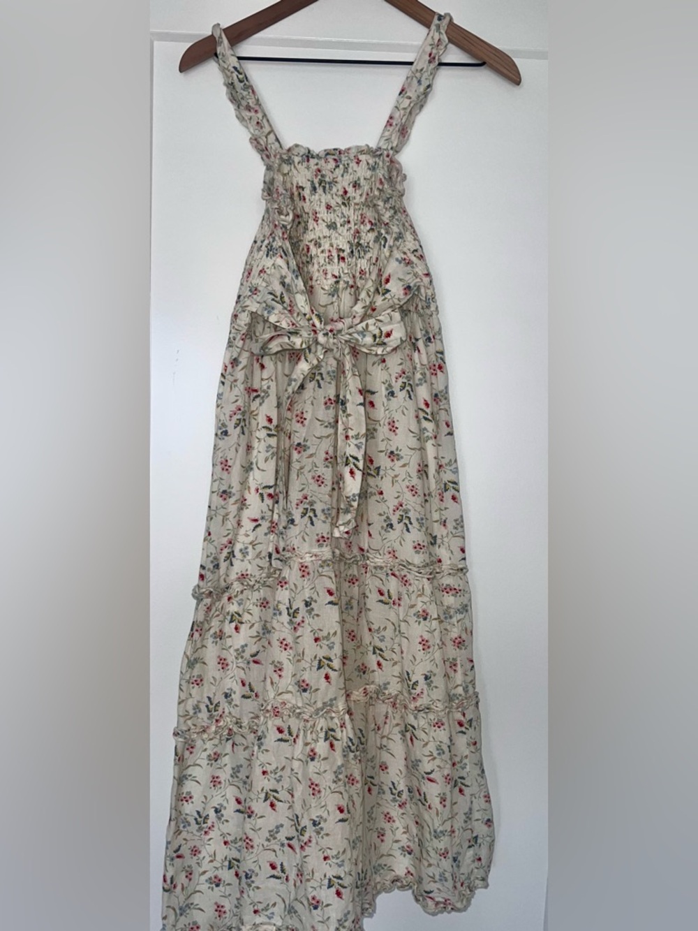 WINSTON WHITE Tahoe sundress in coral fleur print, cream base, size medium - Picture 11 of 12